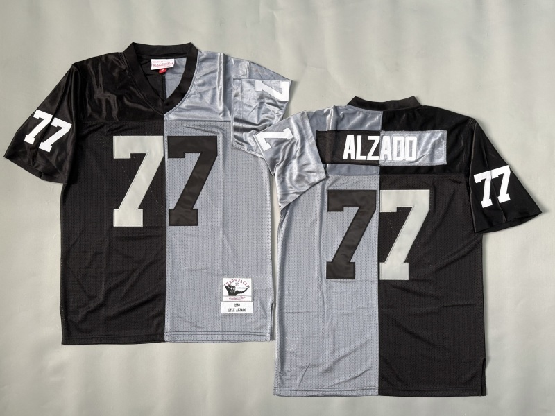 Men 2025 Nike Oakland Raiders #77 Alzado black grey Throwback Limited NFL Jersey style 001->oakland raiders->NFL Jersey